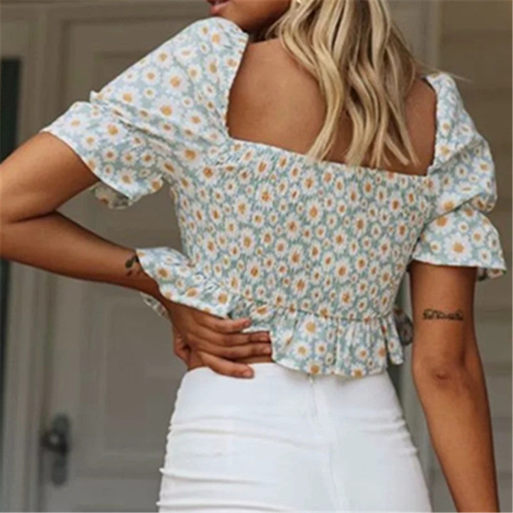 Slim halter short-sleeved women's shirts