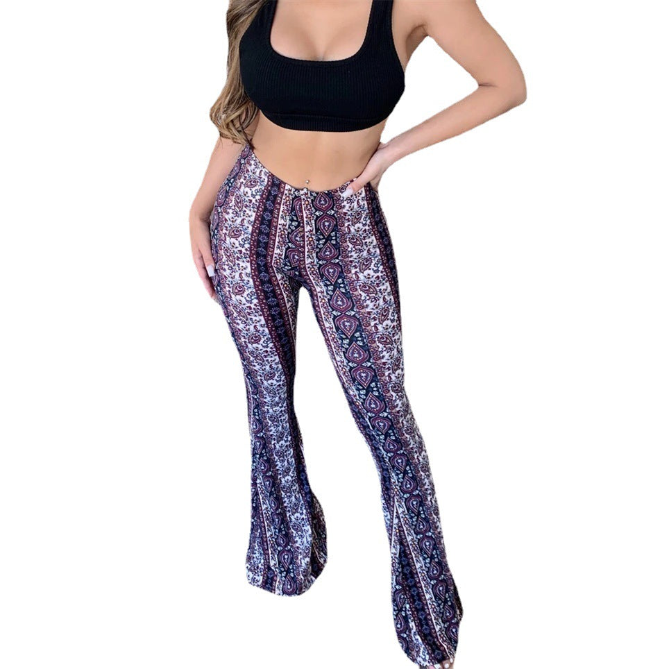 High Elastic Tight Print Trousers