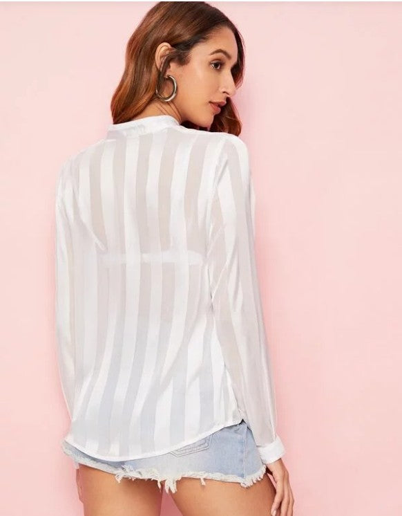 Women sun protection striped shirt