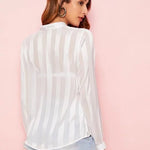 Women sun protection striped shirt