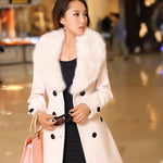 Women double-breasted woolen coat