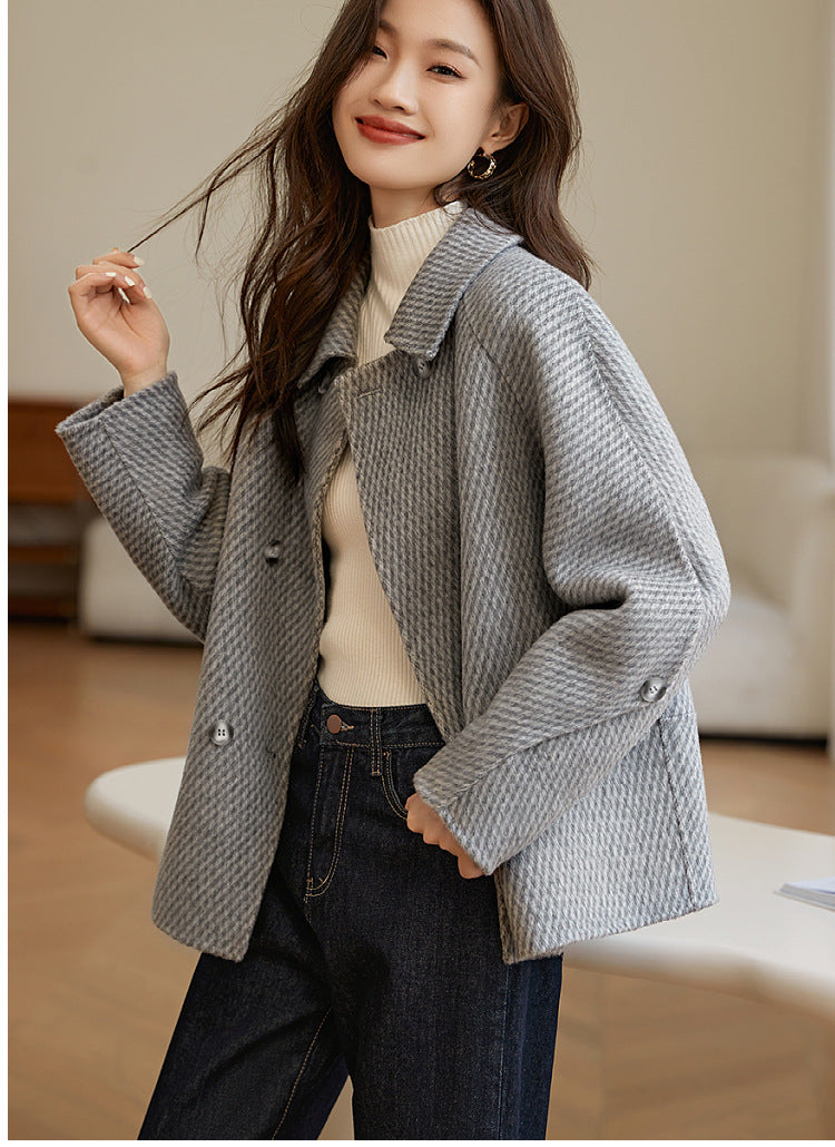 Pineapple Pattern Woolen Coat