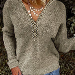 Women's Pullover Lace Stitching Sweater