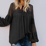 Women's solid color lace shirt