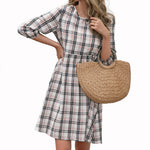 Women Loose Casual Pullover Plaid Dress