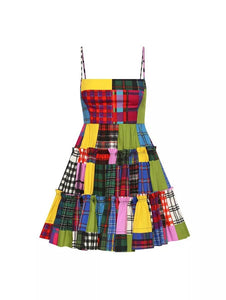 Women Plaid Printed Slip Dress