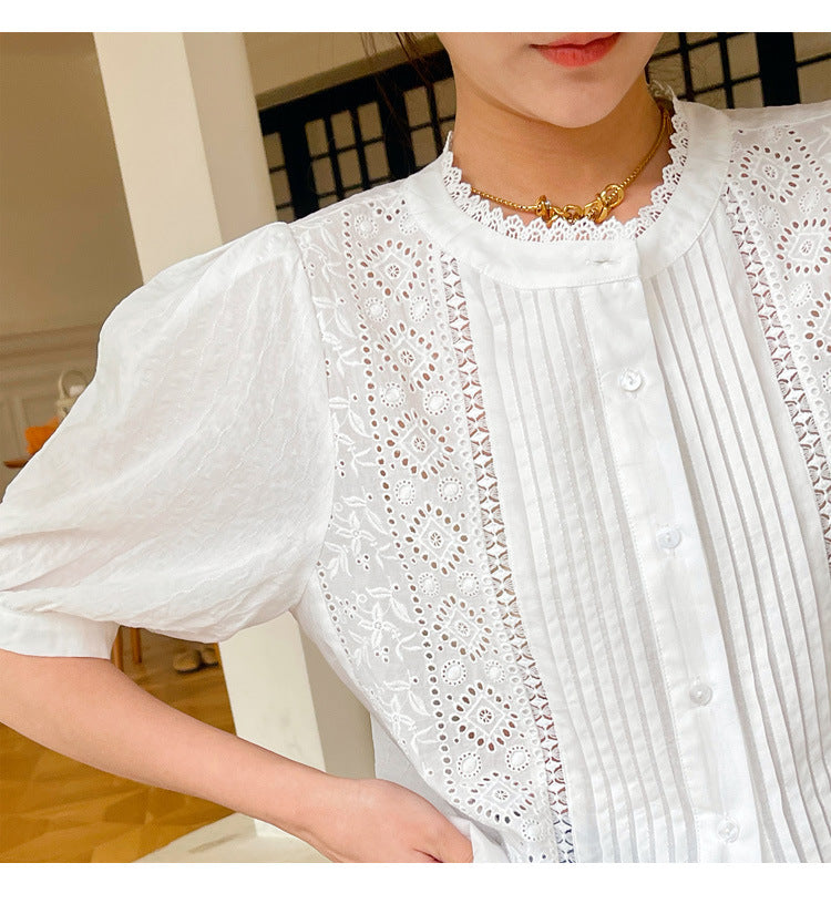 Women's French White Embroidered Shirt