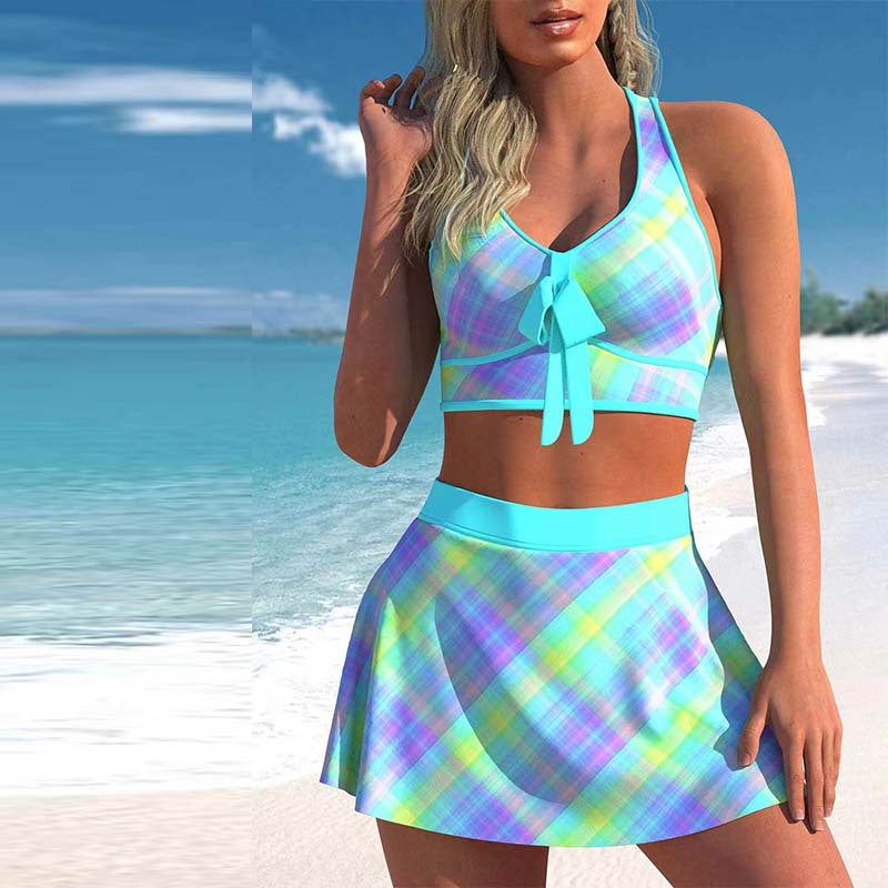 Print Split Skirt Swimwear Set