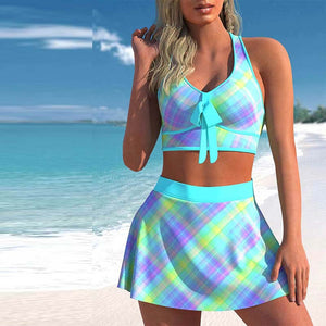 Print Split Skirt Swimwear Set