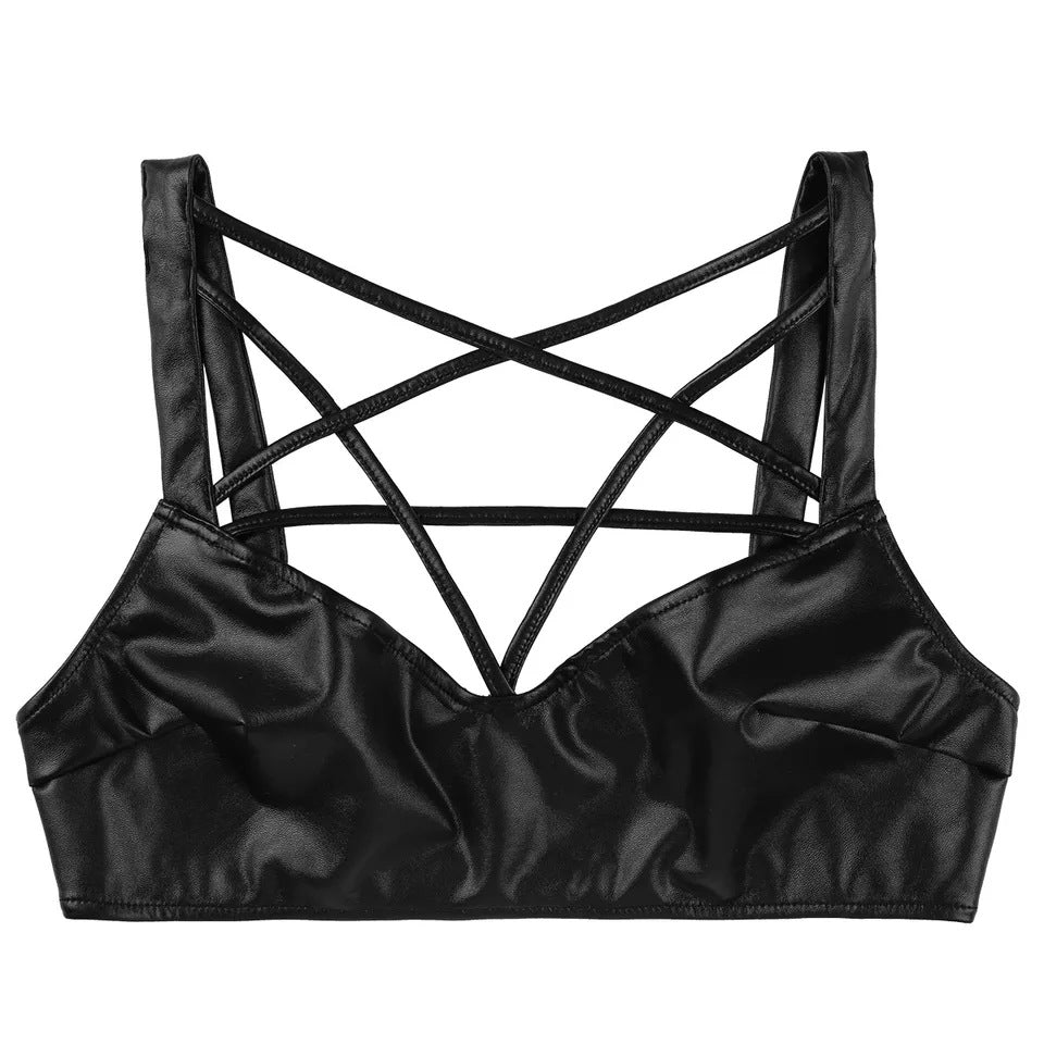 Patent Leather Halter Neck Bra