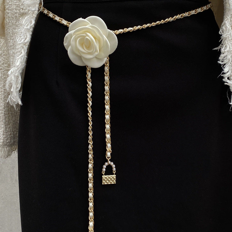 Women Camellia Woven Waist Chain