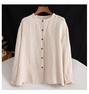 Women Spring Cotton Hemp Shirts