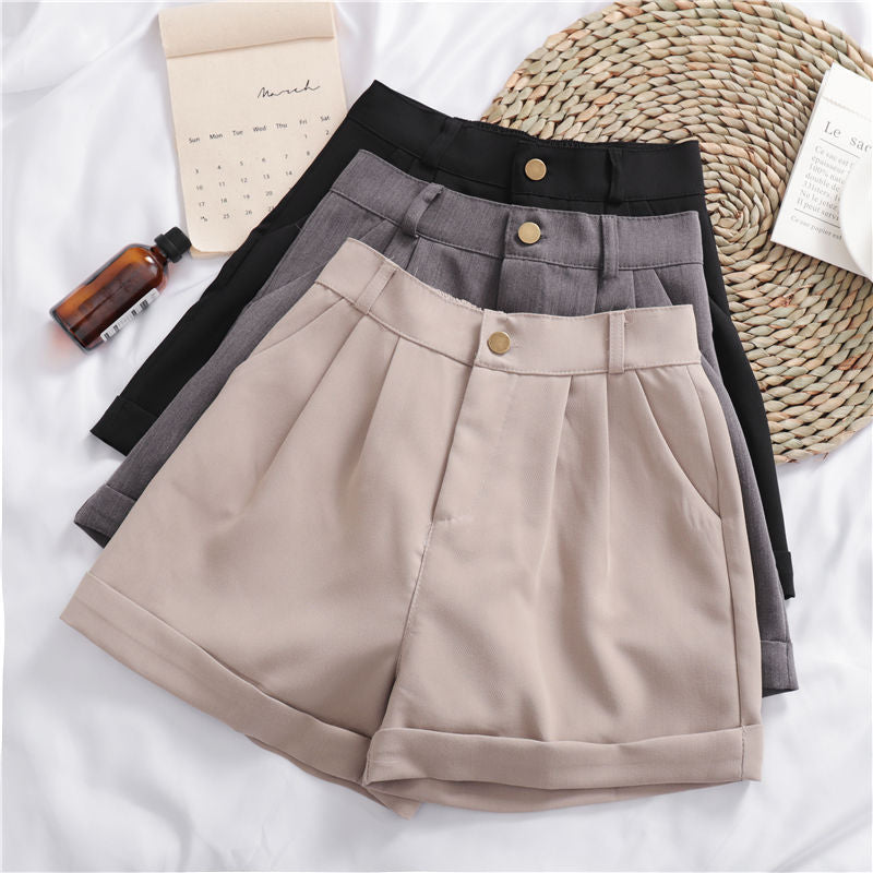 All-match Roll-up Wide-leg Casual Shorts