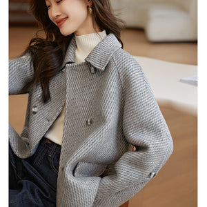 Pineapple Pattern Woolen Coat