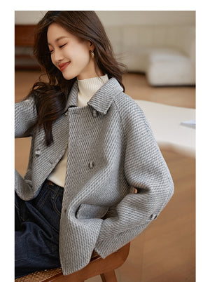 Pineapple Pattern Woolen Coat