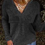 Women's Pullover Lace Stitching Sweater