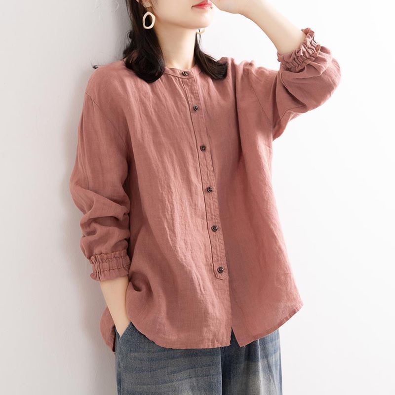 Women Spring Cotton Hemp Shirts