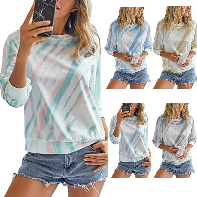 Tie-Dye Print Casual Round Neck Sweatshirt