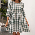 Women Loose Casual Pullover Plaid Dress